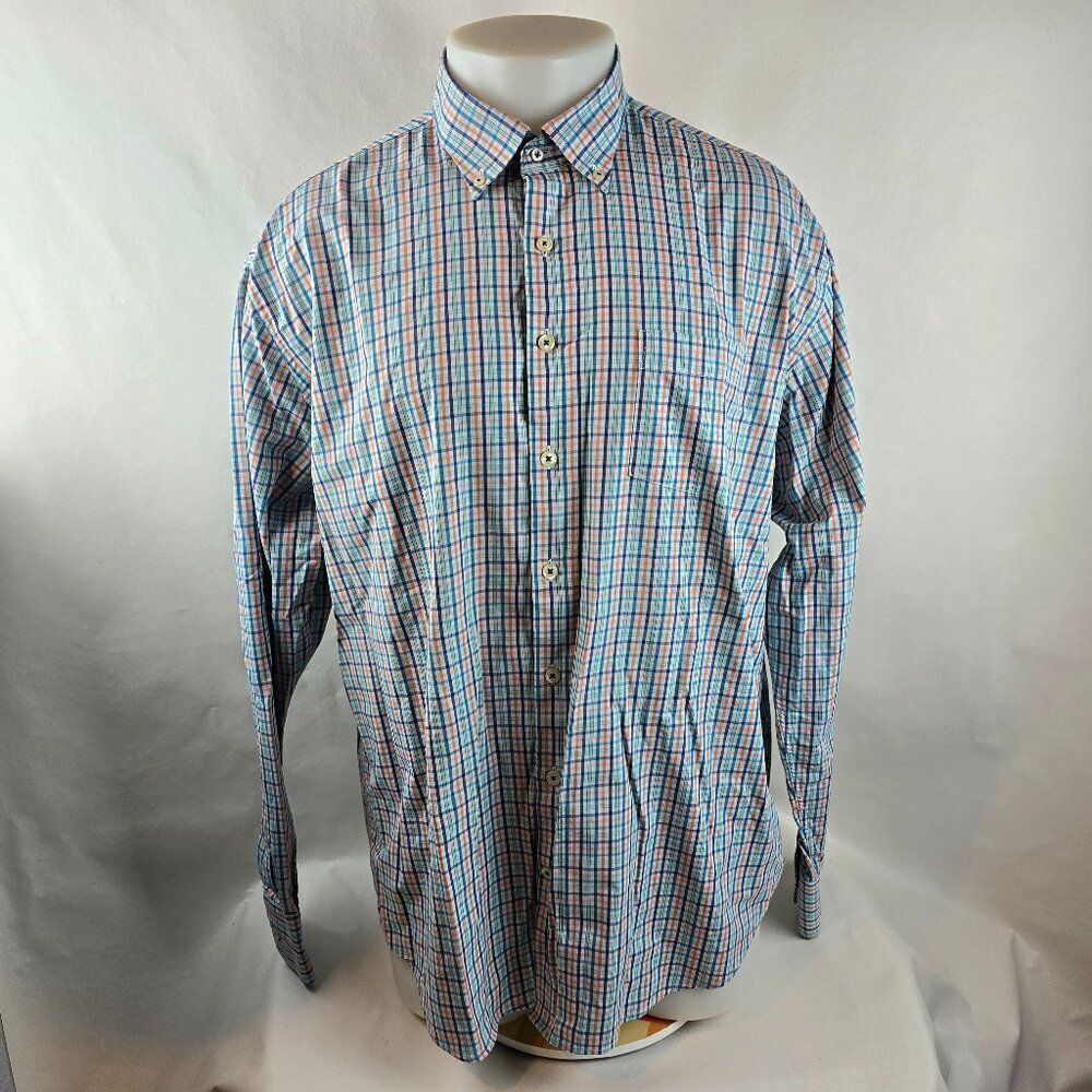 Peter Millar Shirt Men XL Lawson Performance Tattersall Button Check Lightweight